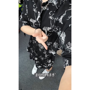 短袖衬衫男+短裤男潮流休闲套装男M-5XL大码TZ78720P50控98模特图图片