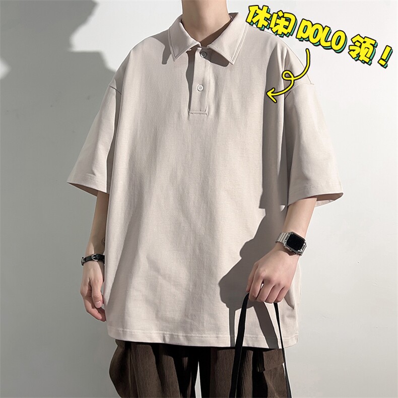 港风冰感POLO领T恤宽松百搭撞色插肩袖T恤吸汗透气TC3173-P25,男装T恤,星座717