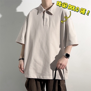 港风冰感POLO领T恤宽松百搭撞色插肩袖T恤吸汗透气TC3173-P25,白色蓝色 搭配好看不图片