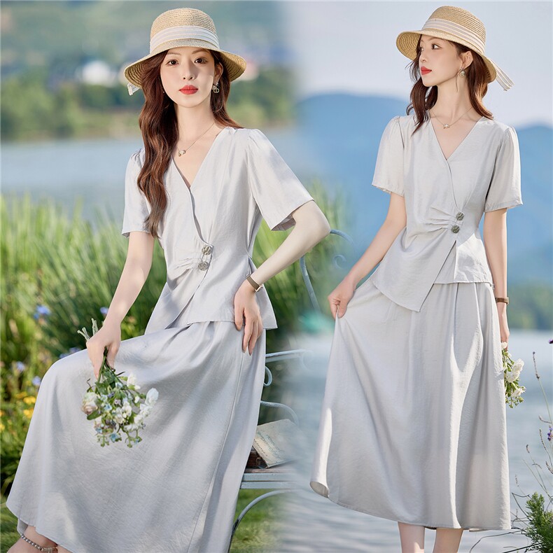 时尚套装裙女夏穿搭一整套2025新款气质休闲洋气减龄两件套连衣裙,女装套装/套裙,悦祺
