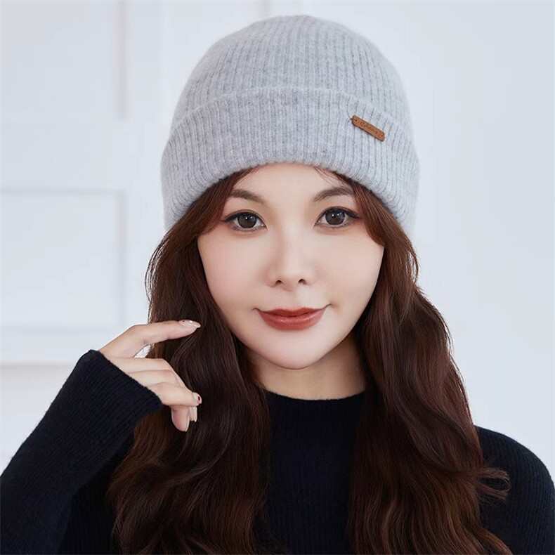 秋季新款纯色针织圆顶帽时尚百搭,饰品帽子,初婷羊绒
