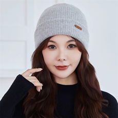 秋季新款纯色针织圆顶帽时尚百搭，帽子，初婷羊绒