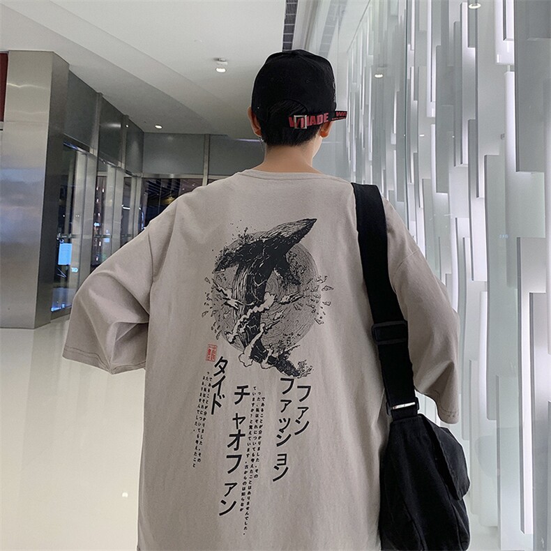 男士in复古原宿风情侣短袖t恤潮流五分半袖上衣打底衫DT,男装T恤,电商A102