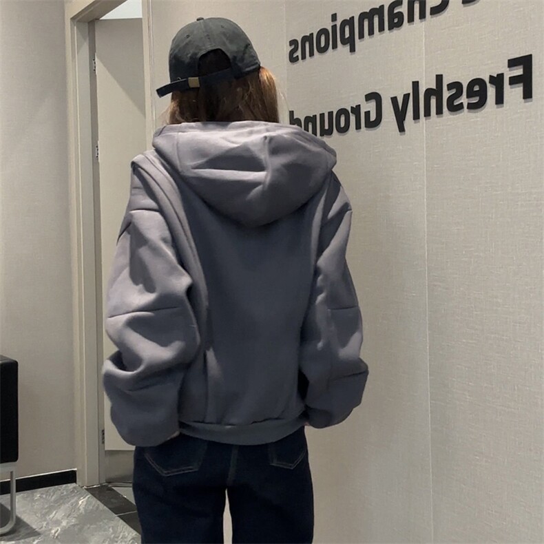 抖音得物高品质二开25秋冬美式重磅宽松结构设计连帽卫衣外套W78,男装卫衣,电商A486-1