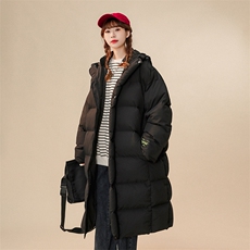 1中性风中长款横条棉衣女连帽棉服女外套女8719P135控188，女装棉衣/棉服，星座226-2