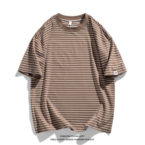 抖音天猫得物品质200克cityboy时尚夏季条纹百搭短袖T恤TX232-P40图片