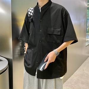 夏季工装衬衣日系口袋短袖衬衫男宽松休闲bf五分半袖 W3205-P30图片