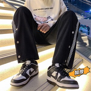 2025冬季新款男装玉米华夫格拼接卫裤加厚开衩休闲裤GK63-P55图片