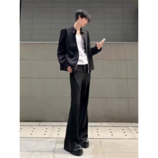 W9415-P48网图现货新款美式微喇休闲裤宽松直筒韩版百搭西裤，男装休闲裤，星座1608-2