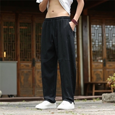 2025夏装新款汉服唐装风冰丝棉麻休闲裤A057-K381-P45，男装民族服装，电商A057B