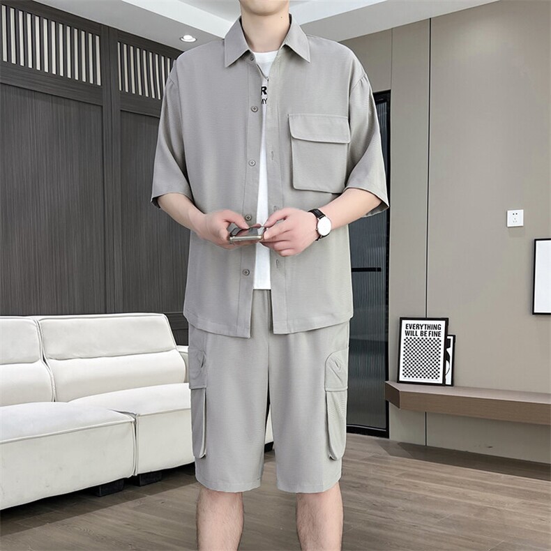 DT253-P752025夏季冰丝薄款短袖衬衫短裤两件套,男装牛仔裤,星座507A（原星座306B-2）