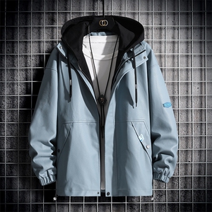 夹克男日系挂拍连帽卫衣领假俩件PU皮上衣外套DSA157B-J8068-P95图片