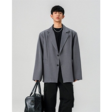 特批P75无差价2025时尚拼接翻领宽松西服夹克男老钱风外套J5205，男装夹克，电商A001