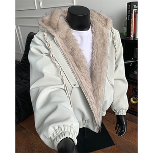 美式复古座山雕连帽棉服加厚保暖夹克宽松外套XZ514-2-25104-P128图片