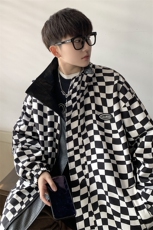 港风两面穿夹克男大码M-5XL格子PU皮鳄鱼纹皮衣男外套JK8753P110，男装夹克，星座227-7
