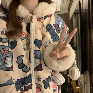 C521-120户外山系冲锋衣外套男女拼色连帽潮流情侣青少年工装休闲图片