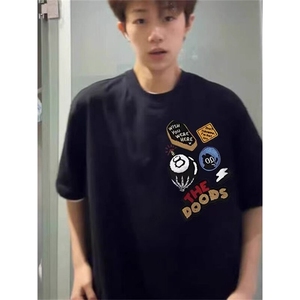 万针全刺绣工艺 高品质260克纯棉双纱美式宽松百搭短袖T恤 特P33图片