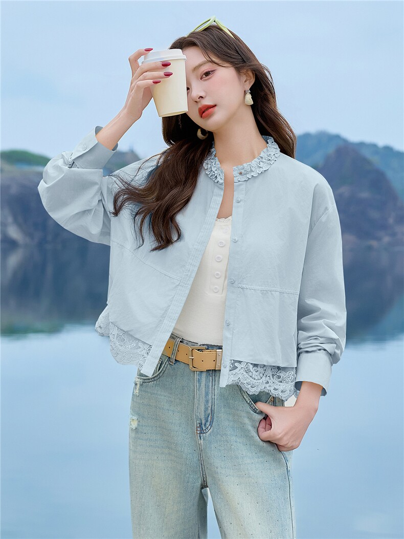 2026新款长袖薄款花边蕾丝洋气减龄休闲短款外套女,女装短外套,美沁