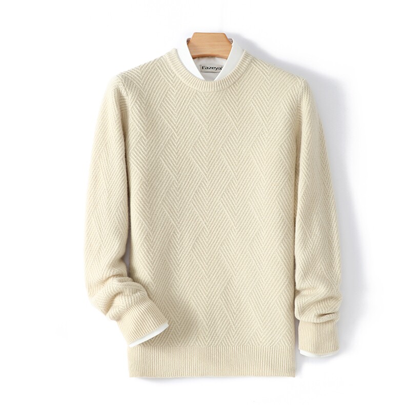 2024年秋季圆领长袖羊毛时尚都市套头羊毛衫，男装羊毛衫，德晨羊绒