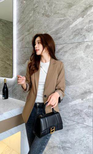 2021春装新款小西装袖口拼格子20297#，女装西装，樱·之秀