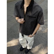 countymoment底特律工装衬衫男款夏季美式复古高级感短袖衬衣外套，男装衬衫，电商A072