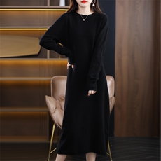 2025年秋季时尚百搭通勤简约休闲连衣裙，女装连衣裙，鹿一羊绒