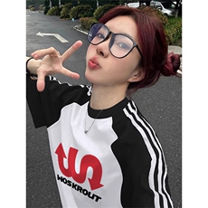 黑袖拼白色