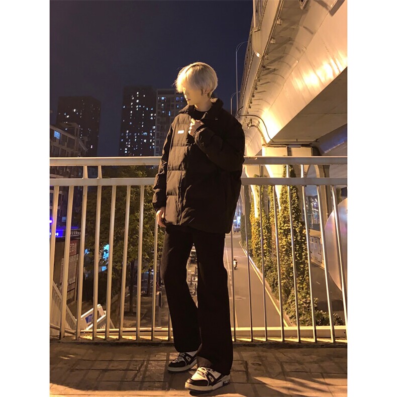 高街vibe纯黑色牛仔裤男款夏季修身直筒弹力微喇叭裤控价68,男装牛仔裤,星座310A-4