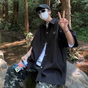 设计感可拆卸袖子黑色衬衫男女金属高级感百搭潮流衬衣-CS4514图片