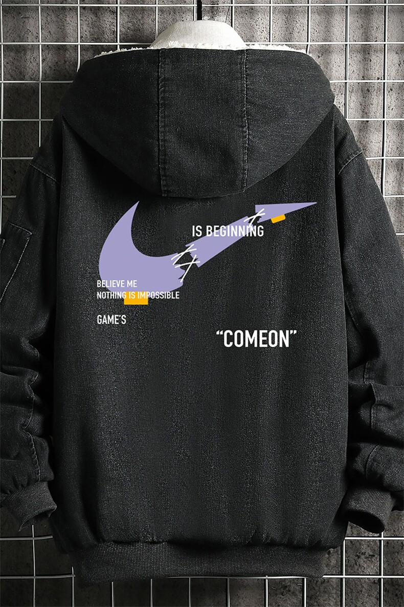 牛仔外套男大码加厚加绒衣男羊羔毛服男NM53259-P140网格,男装棉衣,电商A040A