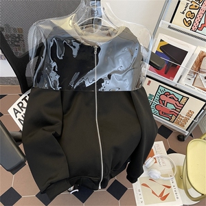 复古千鸟格双面穿格子拉链开衫卫衣cleanfit外套