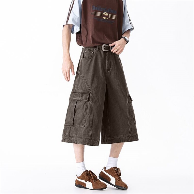 美式复古水洗做旧解构大口袋工装裤男女夏季XZ201-KZ048P55，男装工装外套，星座201