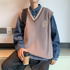 秋冬学生马甲针织宽松休闲坎肩日系学院风外穿制服背心M3123，男装背心/马甲，星座1116A-1（原606A）