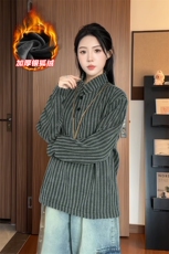 鱼骨纹重磅480g保暖银狐绒亨利领中性风T恤T24549J加绒-特P32控58，男装T恤，电商A001