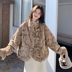新中式国风晕染立领羽绒服女冬短款2025新款小个子巨好看保暖外套，女装羽绒服，2C309