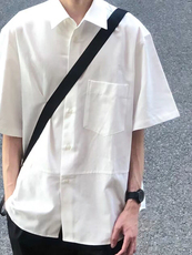 夏季冰丝短袖衬衫男女纯色宽松百搭学院风衬衣C3051-P25，男装T恤，电商D202