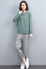 2022春季新款简约时尚圆领宽松休闲舒适长袖两件套，女装套装/套裙，丽影随形