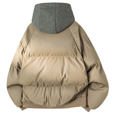 现货高品质重磅工艺美式高街假两件PU皮棉衣男女加厚棉服外套，男装棉衣，电商A486-1