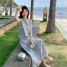 时尚套装长裙东方洛可可甜辣千金风慵懒风欧美风碎花显瘦气质夏季，女装套装/套裙，2C232