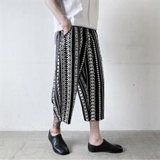 个性夏季中国风黑白格纹七分休闲裤速干透气宽松七分裤D566P55，男装休闲裤，星座312B-2