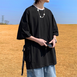 109-1-T2309-P45 M-6XL 立体贴袋240克纯棉宽松新款T恤图片