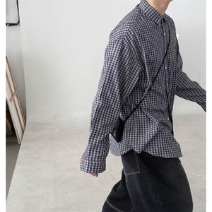 男士长袖衬衫小格子cityboy潮流翻领衬衣春休闲外套男914P45图片