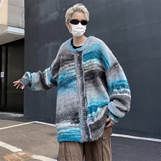 新美式复古渐变条纹毛衣男宽松慵懒风小众学生开衫针织MY219-P55，男装针织衫/毛衣，星座1109-3