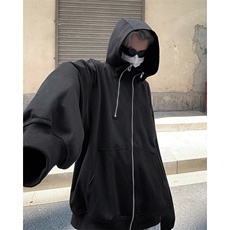 美式双拉链设计重磅百搭宽松落肩连帽开衫卫衣B289-WY3016-特P68，男装卫衣，电商B289