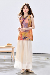 夏季新款现货！2026新中式奥黛款旗袍盘扣开叉+流光阔腿裤两件套图片