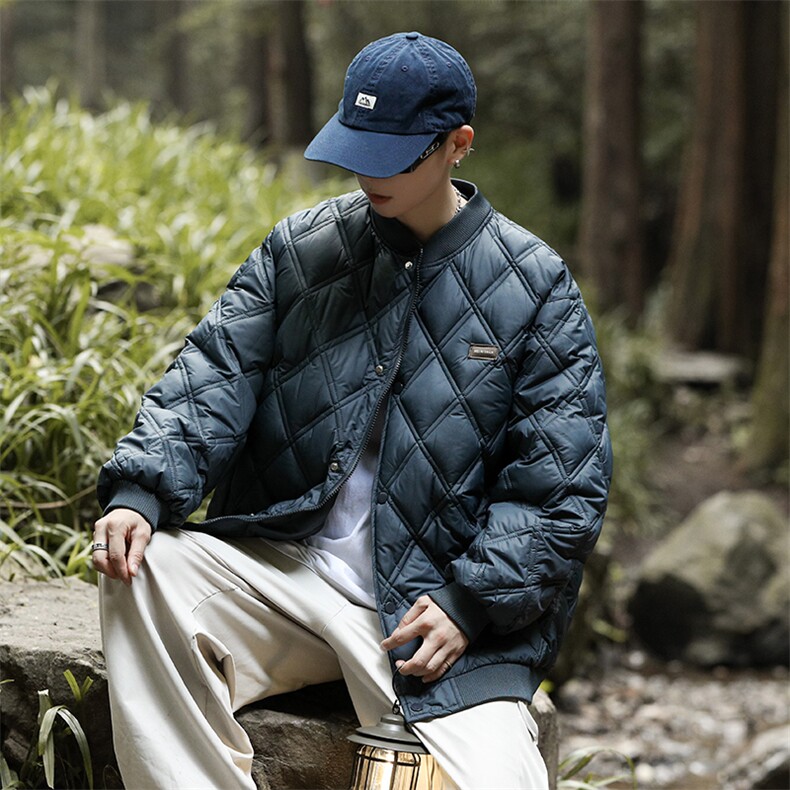棒球领男士加厚棉衣格子棉服青年休闲棉袄冬季潮A266-WMY610-P75,男装棉衣,电商A266