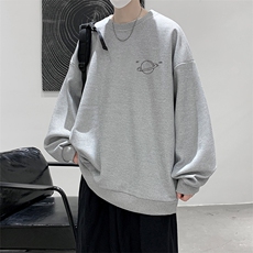 华夫格卫衣圆领卫衣男大码长袖t恤男外套HW76238-P30加绒款-P40，男装卫衣，电商A040