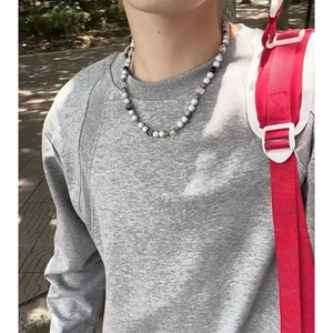 抖音得物品质26春装美式高街宽松 曼巴棉螺纹拼接卫衣圆领长袖T恤图片