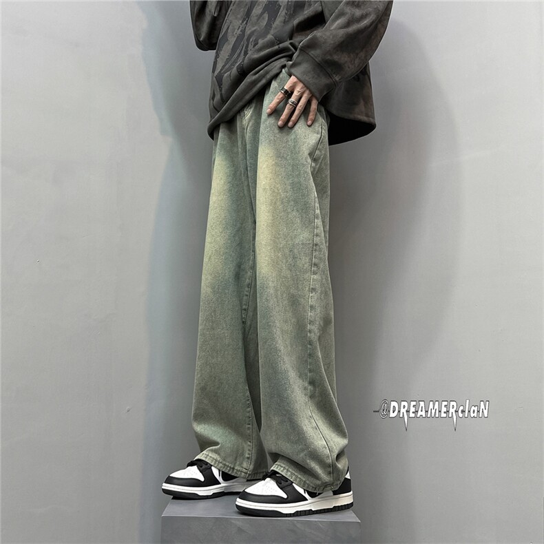 k1029-p40-控59M-5XL港风黄泥破洞高阶黑暗破洞宽松大码牛仔裤,男装牛仔裤,星座116