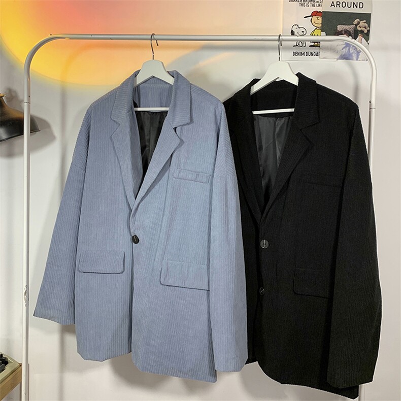 现货2025春新款港风灯芯绒纯色休闲小西服西装外套D201-DM86-P70图片